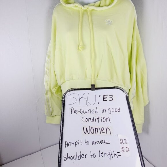 Adidas Women's Lime Yellow Long Sleeve Casual Pullover Hoodie Size M - Picture 8 of 8